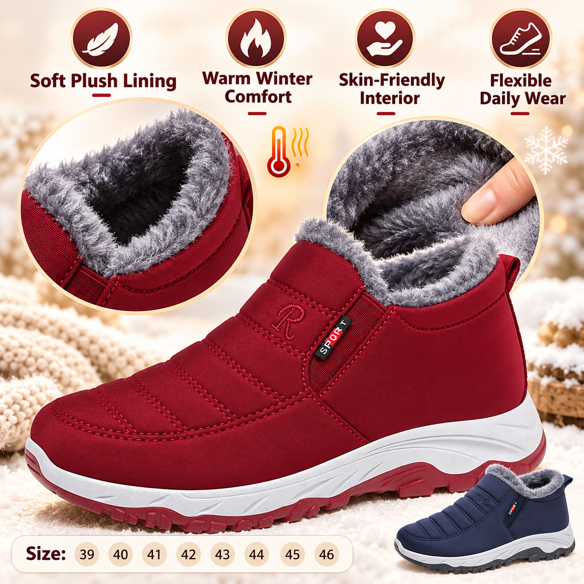 Last Day Sale 55%-2026 New Arrival Women’s Comfort Winter Boots – Warm Fleece-Lined Everyday Walking Shoes