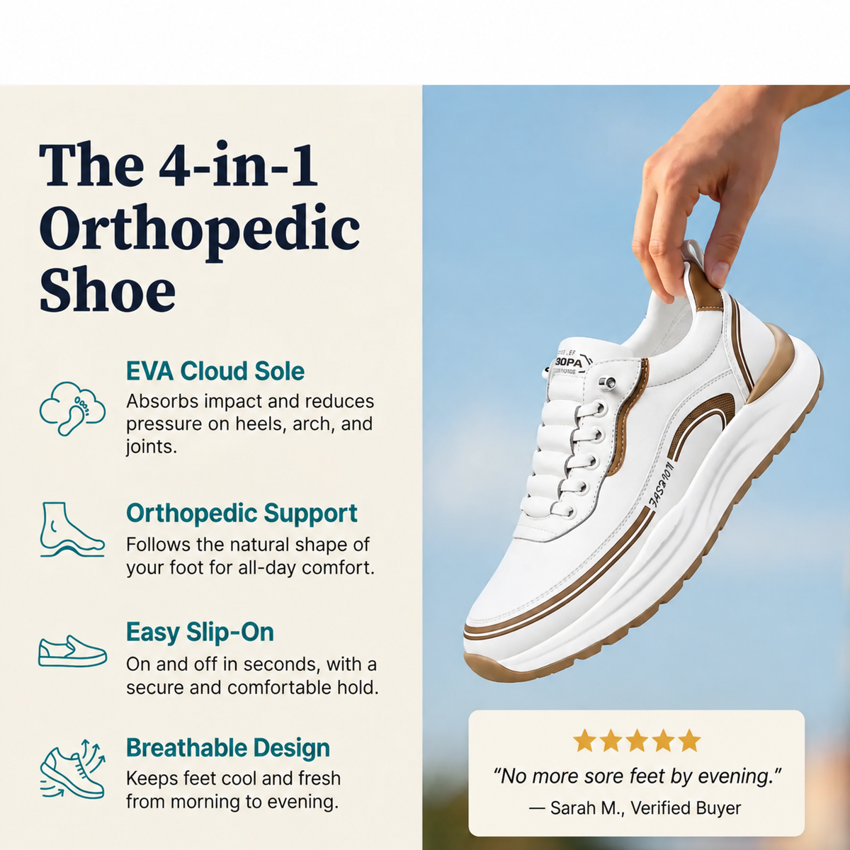Unisex's Orthopedic Comfort Shoes for All-Day Walking, Knee & Back Pain Relief